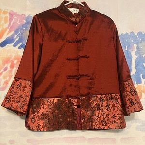 Silk blend Mandarin collar jacket. Size L/XL.